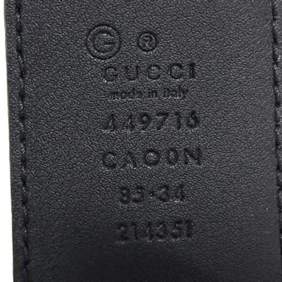 Gucci Leather Silver Hardware Belt Size 85.34 Black
